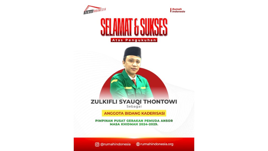 Pengukuhan Zulkifli Syauqi Thontowi sebagai Pengurus Pusat Gerakan Pemuda Ansor Bidang Kaderisasi